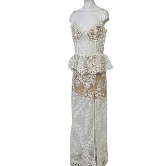 V. Chapman Ophilia Dress, White, Lace, Corset, Sheer, Embroidered, Size 8, NWT - Picture 10 of 11